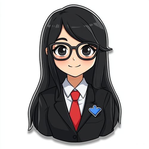 可爱快乐女律师动漫风格插画设计