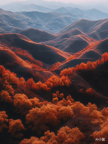 秋天山丘鲜花航拍视角超清画质