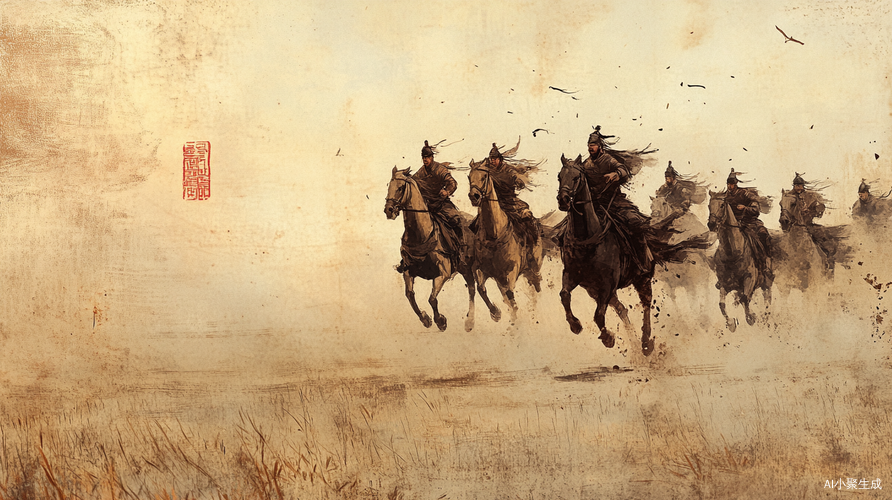元朝骑兵在草原上驰骋