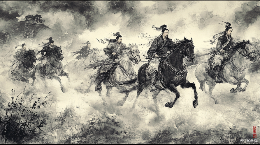 元朝骑兵在草原上驰骋
