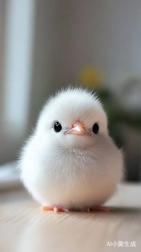 Cute Fluffy White Bird with Black Eyes in Adorable Close Up