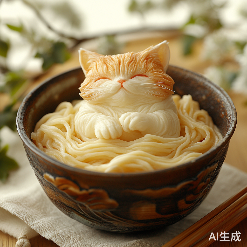 猫咪在厨房玩耍揉面趣事