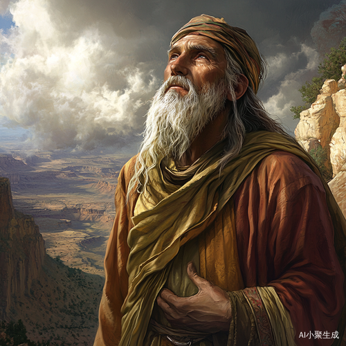 仰望山峦的古风文人思考人生的仙风道骨