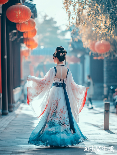 长安不夜城的古装女孩轻舞翩翩