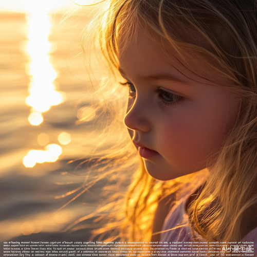 Transience of Beauty in a Sunset Ocean Flower and Child