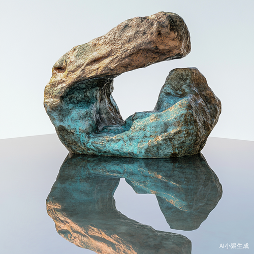 上下倒影的山石艺术雕塑树脂与铸铜材质结合