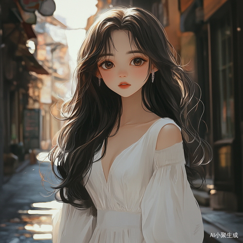 白衣少女在街头抓住少年