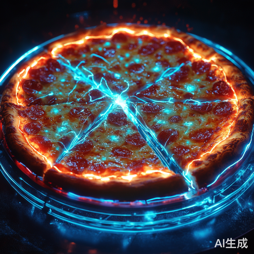 赛博风格的发光披萨