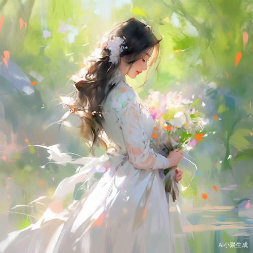 优雅女性长裙与春天的梦幻魅力