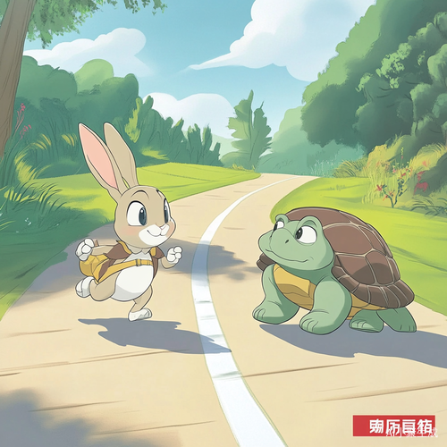 兔子拼命追赶但乌龟成功获胜