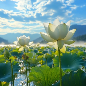 今日白露 蓝天白云 秋高气爽 秋叶泛黄在秋风中摇摆 荷花半残芳姿不减 白雾成露晶莹剔透 跃跃欲滴 稻穗成熟一片丰收景象 偶有微风细雨 透入心肺，深入肌肤 滋润大地万物