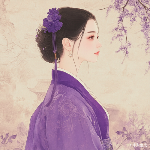古风女侠客紫色裙装华丽造型