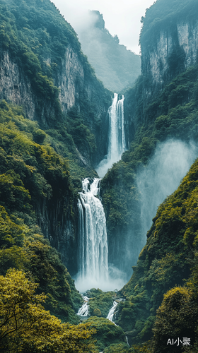 高山瀑布壮观景象高清摄影作品