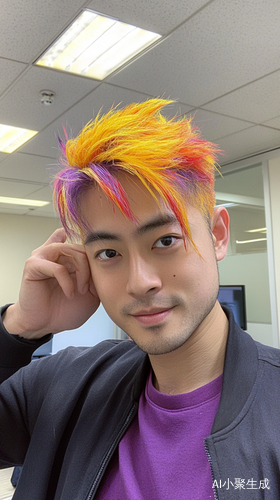 短发男子办公室染发成Apocalypse风格的逼真照片