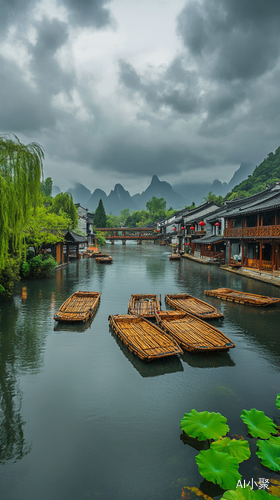 桂林水乡阴雨美景与大自然人文交融