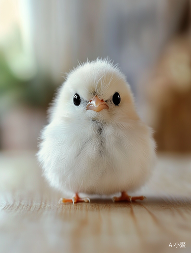 Cute Fluffy White Bird Close Up in Adorable Pose and Background