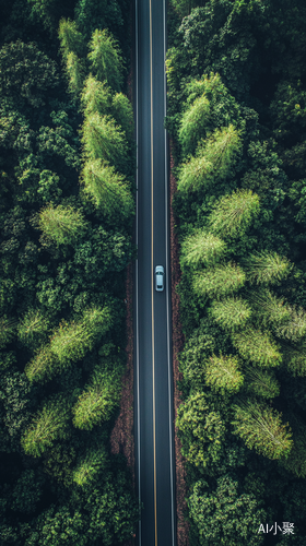 蜿蜒道路穿越竹林的宁静之美