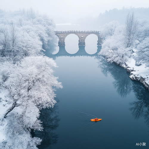 松花江雪景中的游泳者与超现实主义之美