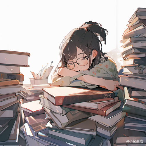 女孩与书的世界动漫素描
