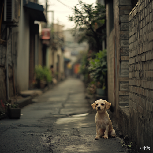 小狗大街等待朋友游玩时光