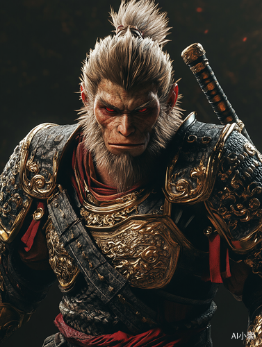 Hyper Realistic Portrait of Sun Wukong in Ornate Armor