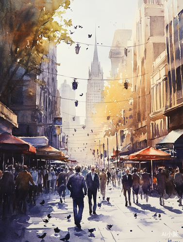 Watercolour Art of a Dramatic Street Scene by Daniel Moran