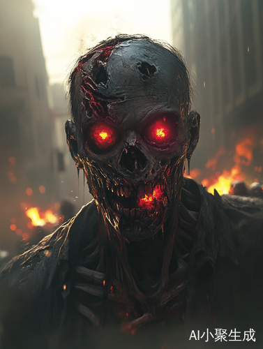 荒废城市中的恐怖丧尸身影