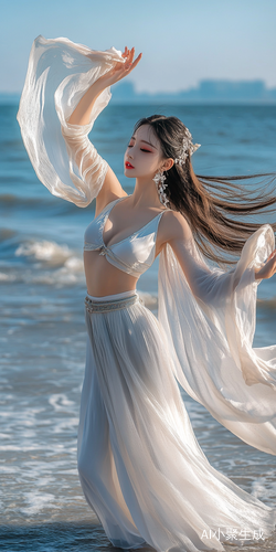 海边跳街舞的国力大扎美女