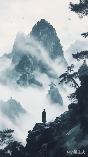 巫山云雨梦幻景象诗人沉思山脚