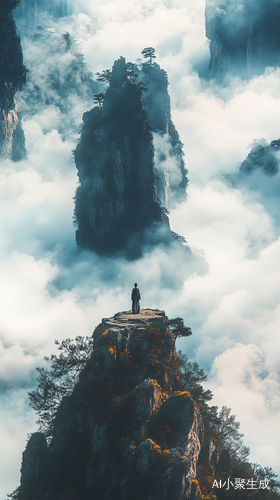 巫山云雨梦幻景象诗人沉思山脚