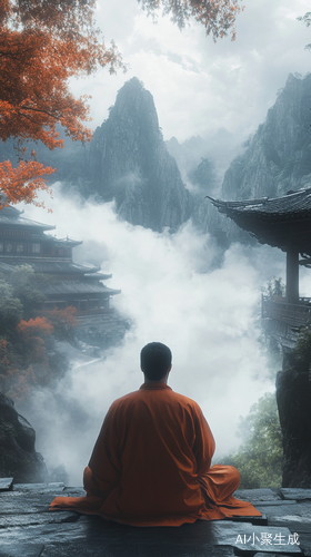 巫山云雨梦幻景象诗人沉思山脚