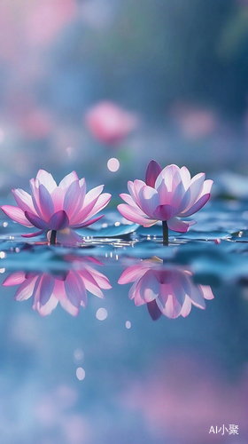 Reflective Beauty of Flowers Mirrored in Tranquil Water