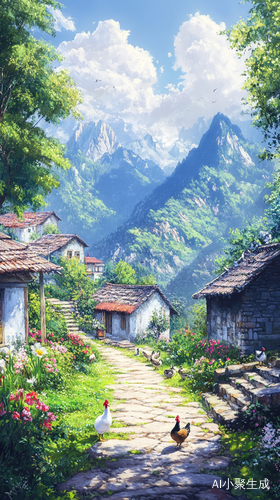 宁静农家小院中的自然风光与和谐美景