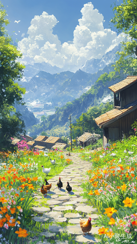 宁静农家小院中的自然风光与和谐美景