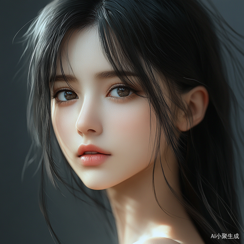 超真实黑发美少女瘦身清晰面部特征写实风格