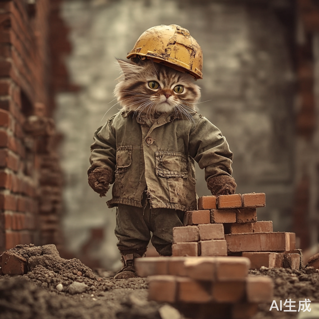猫咪在工地搬砖憧憬未来生活