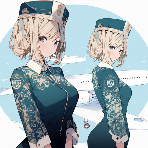 空姐空少机长新中式风格全身效果图