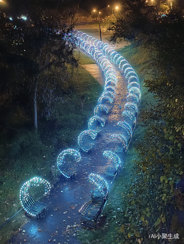 夜晚公园的迷人景色与宁静氛围