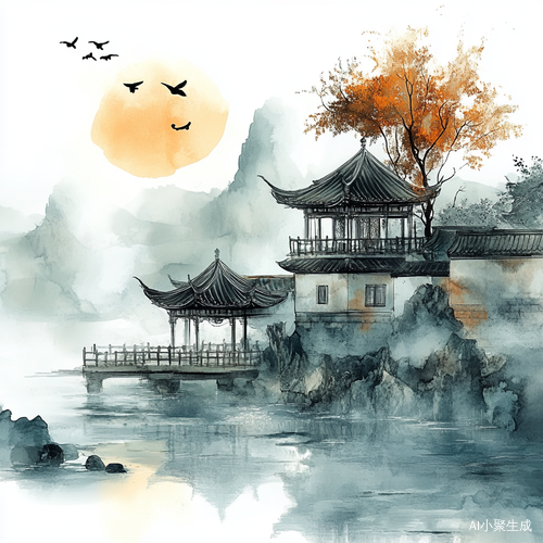 古风漫画中的宋代楼宇与自然景观