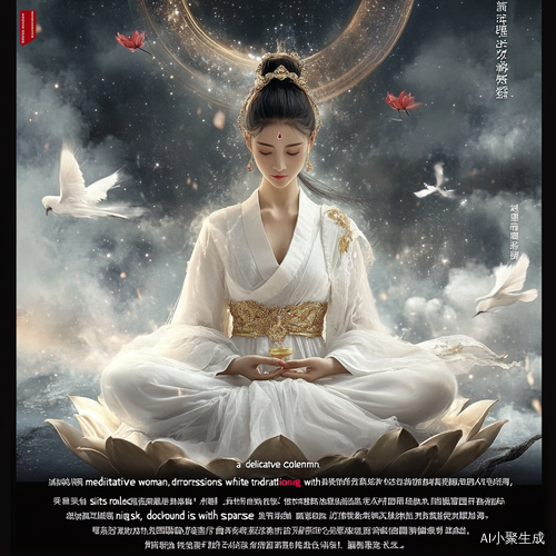 静谧夜空下冥想女性的神圣之境