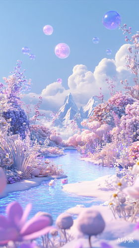 Ethereal Fantasy World with Floating Islands and Whimsical Creatures