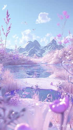 Ethereal Fantasy World with Floating Islands and Whimsical Creatures