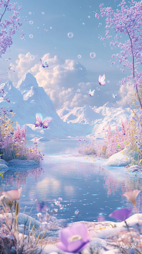 Ethereal Fantasy World with Floating Islands and Whimsical Creatures