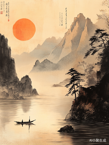 快船驶过江面两岸景色飞速后退