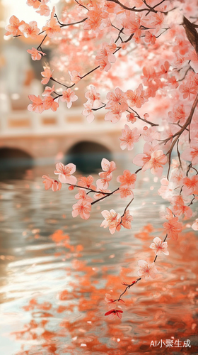 桃花潭水的静谧近景特写