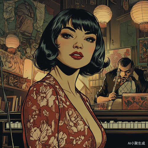 氛围感十足的歌单漫画风格人物插图