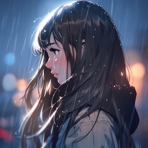 雨天。女孩。长发。伤感