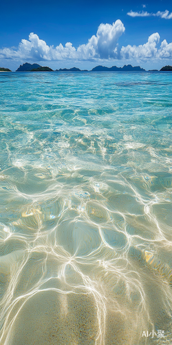 Stunning Coastal Scene with Crystal Clear Water and Distant Islands