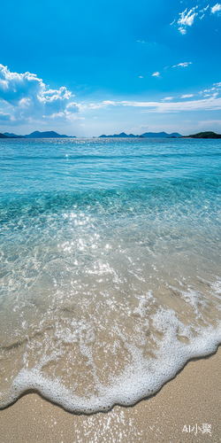 Stunning Coastal Scene with Crystal Clear Water and Distant Islands