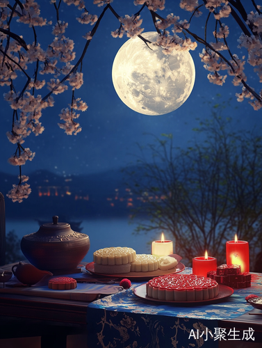 中秋节夜晚的团圆温馨与明亮月光